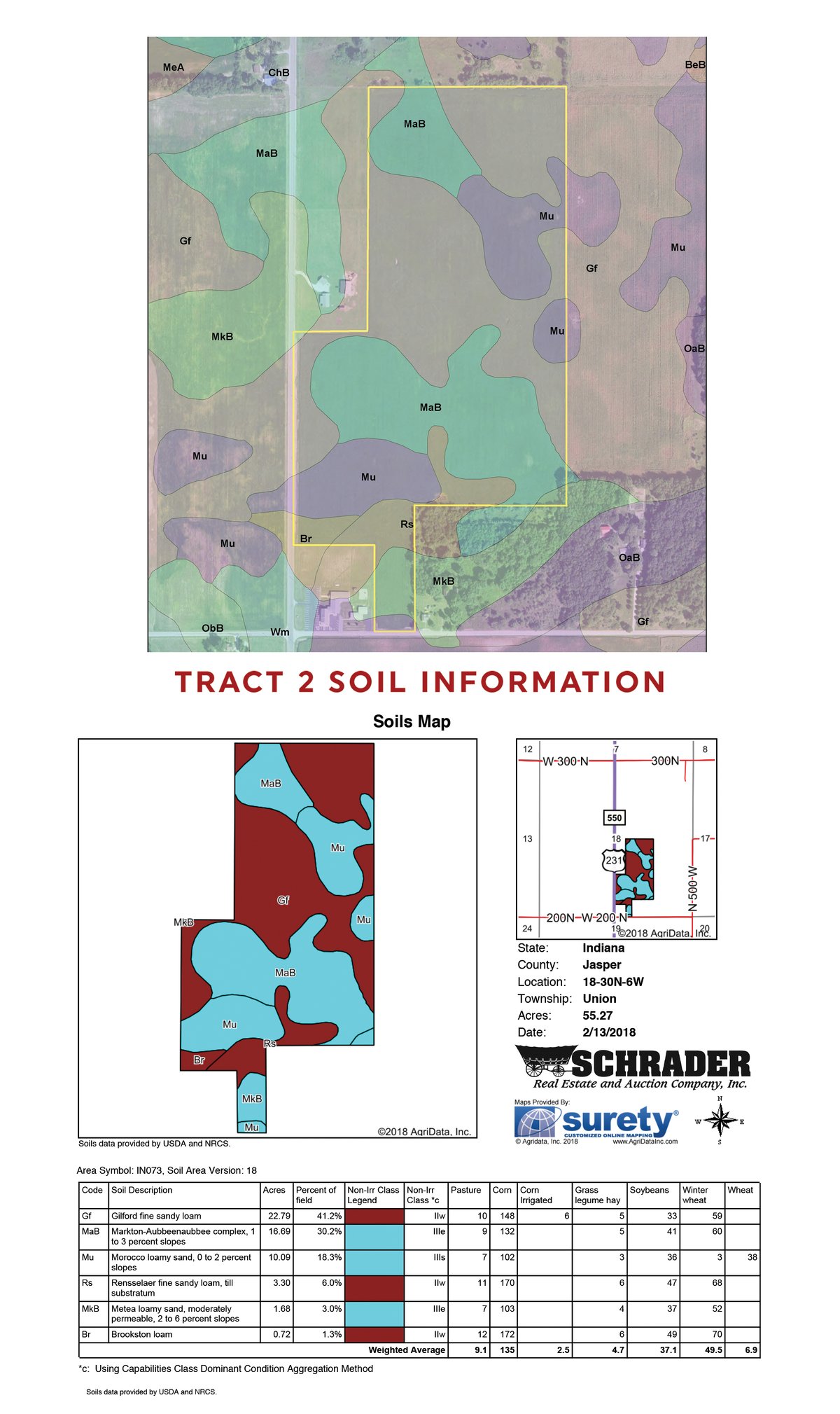 TRACT 2 - LAND AUCTION - 181.22+/- ACRE OFFERED IN 3 TRACTS IN JASPER CO., INDIANA